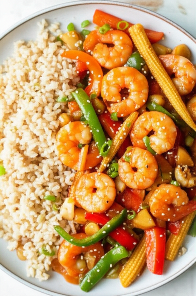 Apricot Glazed Shrimp Stir Fry image