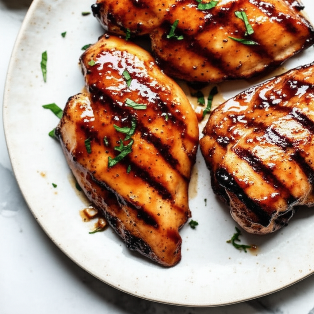 Apricot Balsamic Glazed And Grilled Chicken image