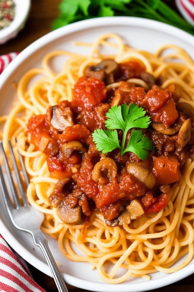 10 Minute Mushroom Spaghetti Sauce image