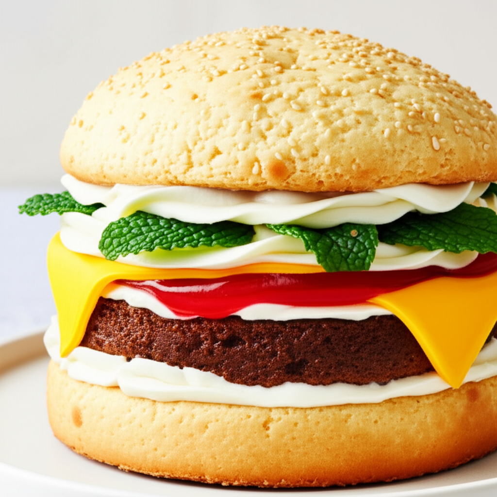 April Fools Day Cheeseburger Cake image