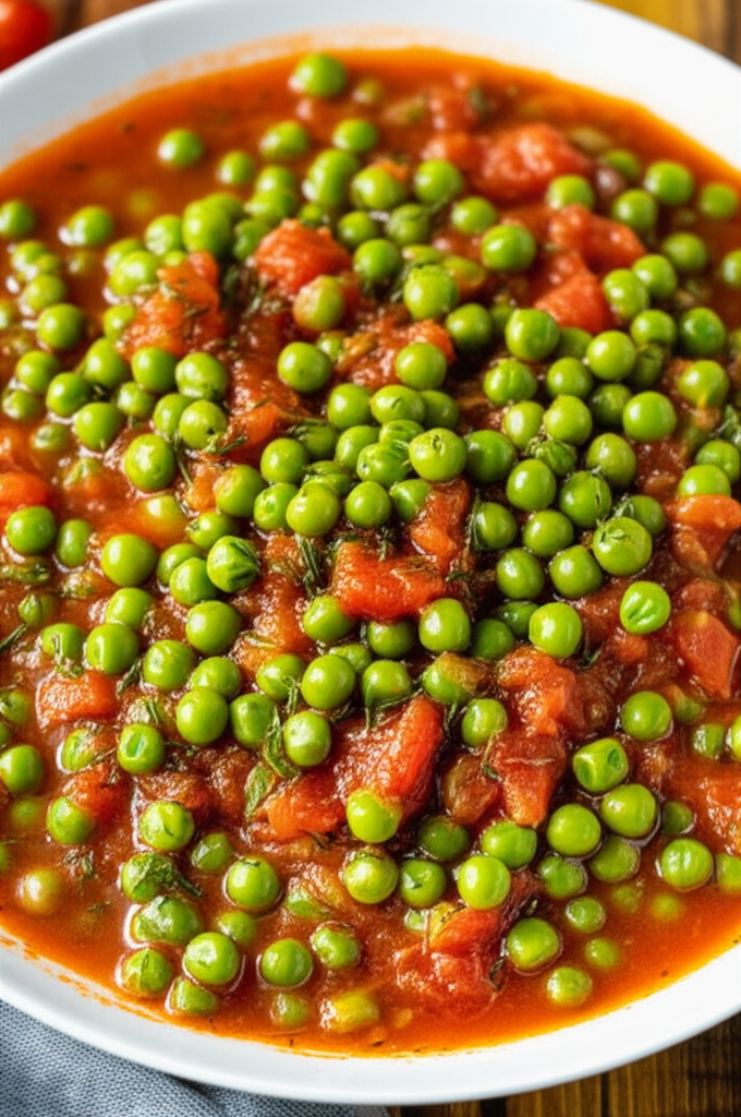 Arakas Greek Fresh Green Peas In Tomato Sauce image