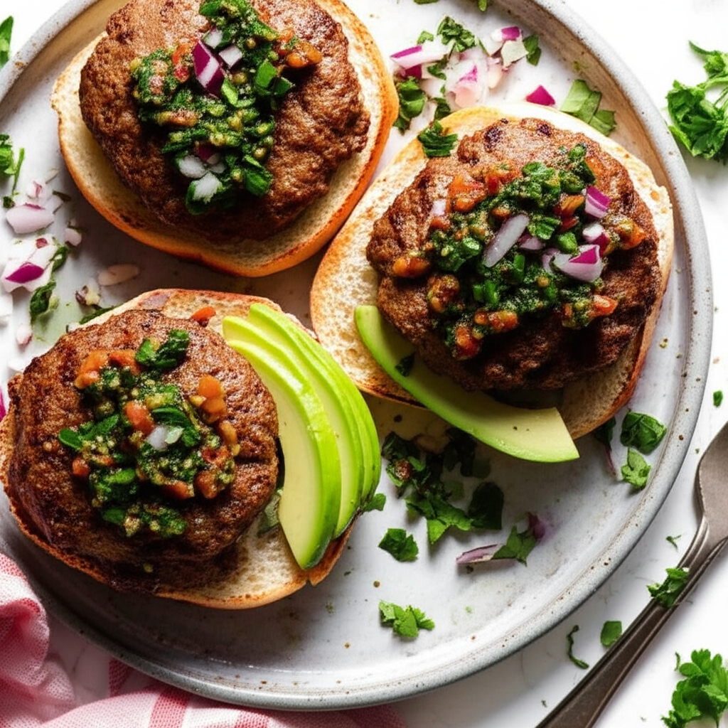 Argentinean Burgers With Chimichurri Sauce image