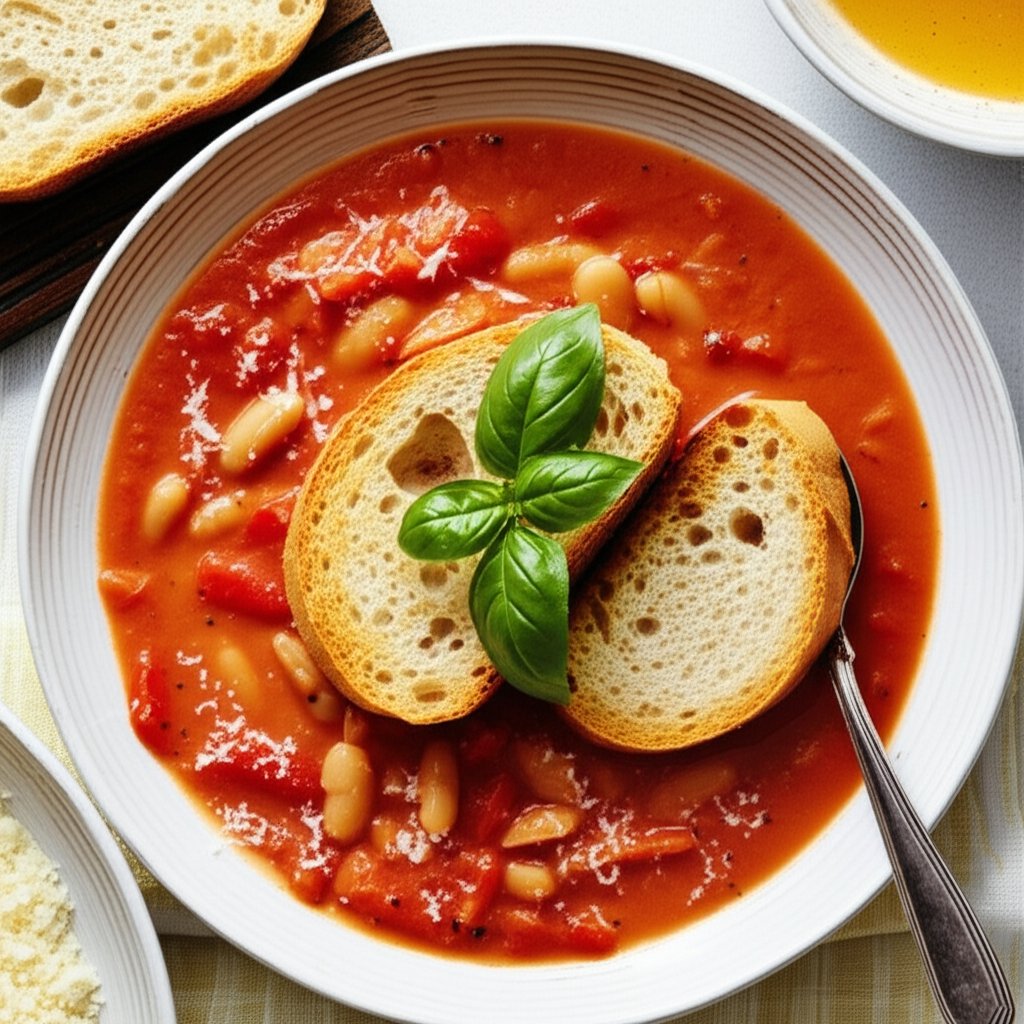 10 Minute Tuscan Tomato Soup With Parmesan Toasts image