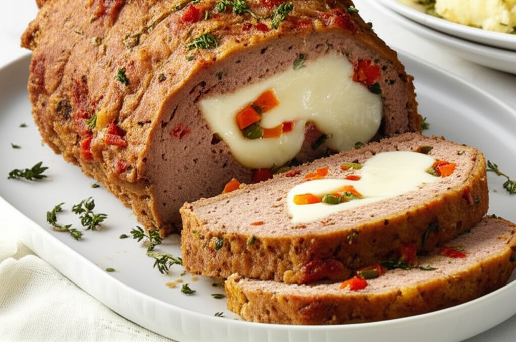 Aromatic And Cheese Stuffed Meat Loaf image