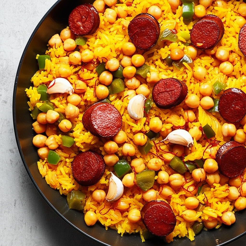 Arroz Amarillo Con Garbanzos Saffrron Rice With Chickpeas image
