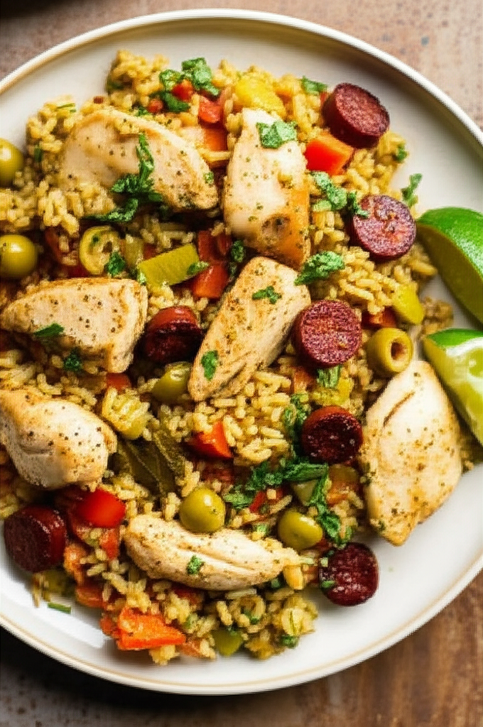 Arroz Con Pollo With Salsa Verde Rice And Chicken Casserole image