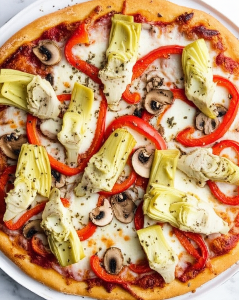 Artichoke And Red Pepper Pizza image