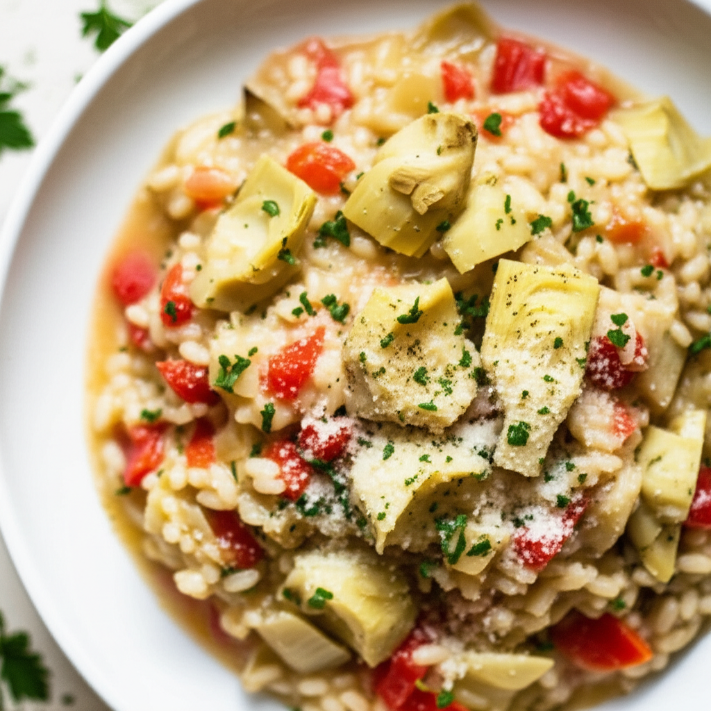 Artichoke And Red Pepper Risotto image