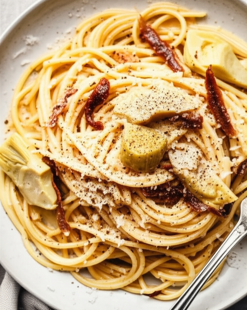 Artichoke Heart And Anchovy Carbonara image