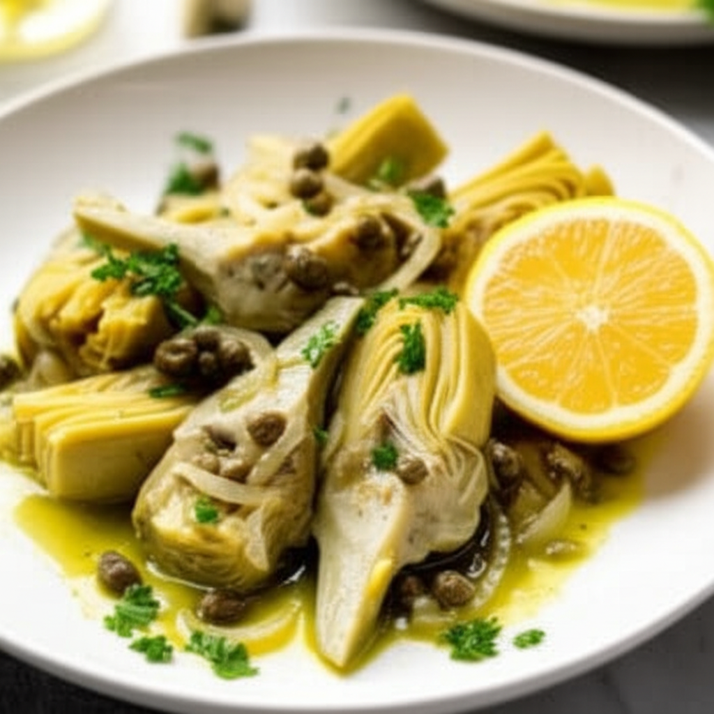 Artichoke Hearts In Lemon Parsley Sauce image