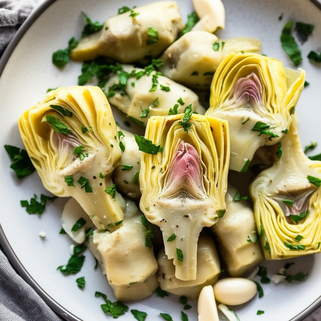 Artichoke Hearts With Garlic Olive Oil And Parsley image