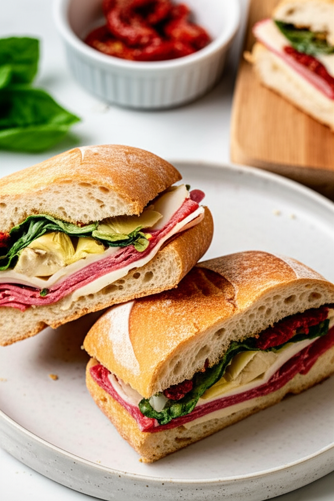 Artichoke Provolone Cheese And Salami Sandwiches image