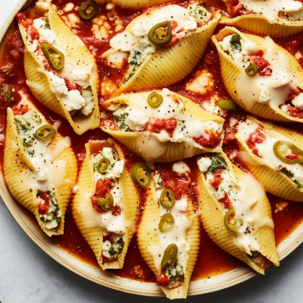 Artichoke Spinach Feta Stuffed Shells image