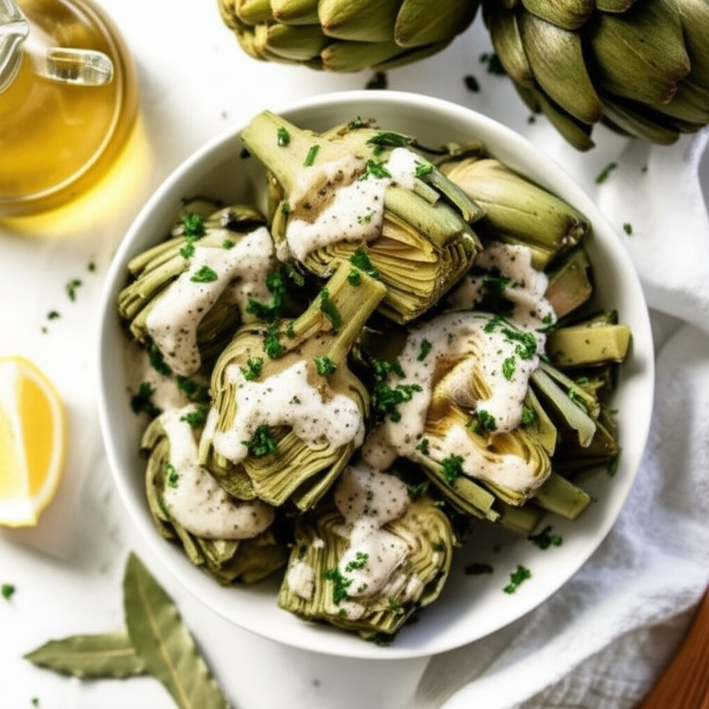 Artichokes And Aioli Sauce image