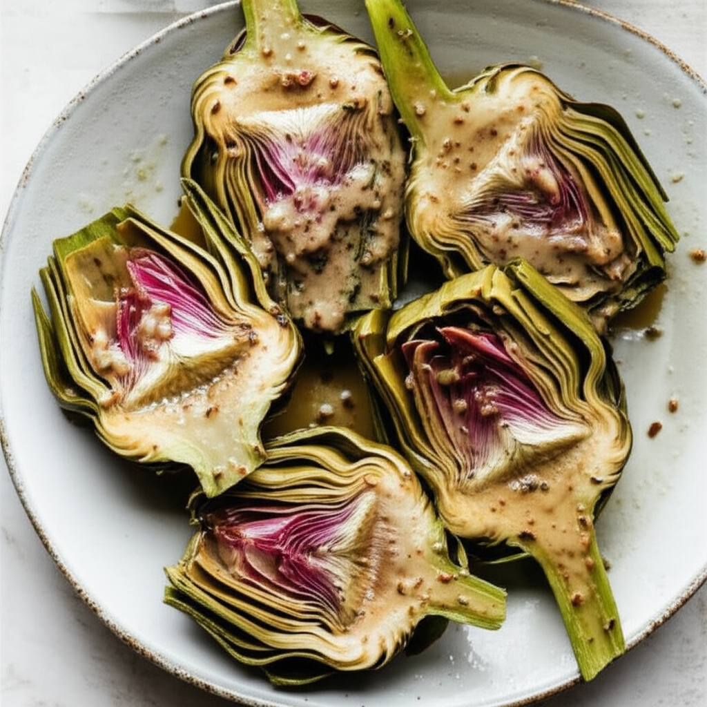 Artichokes With Garlic Butter Sauce image