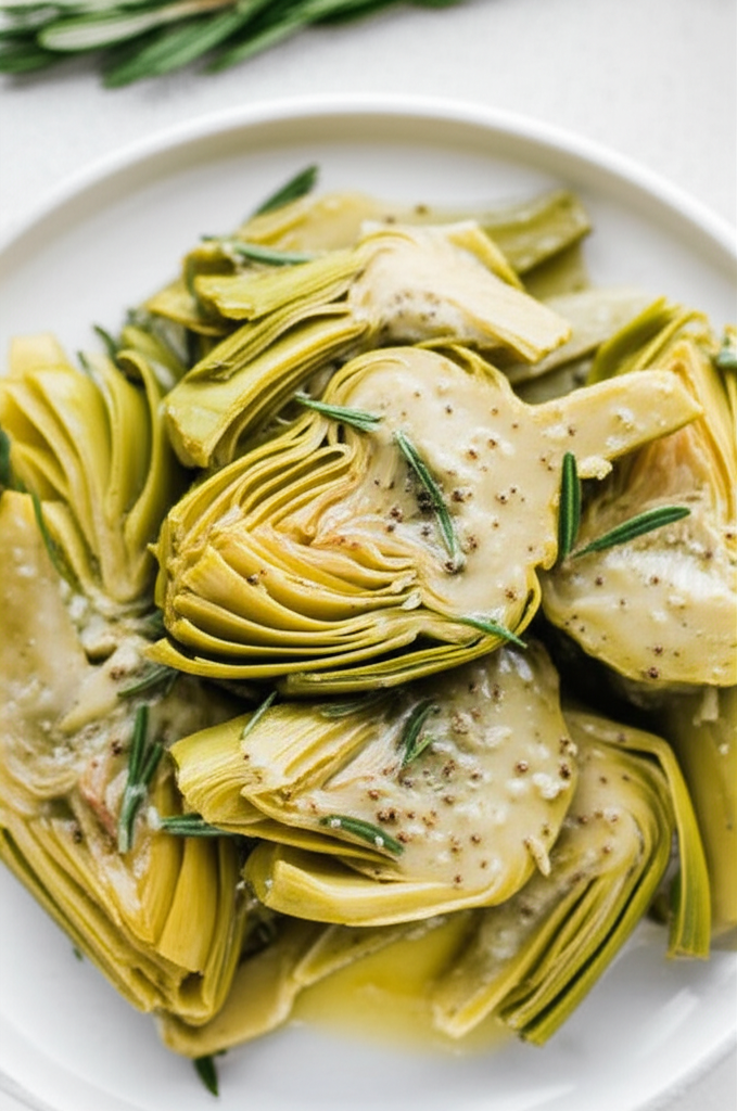 Artichokes With Lemon Rosemary Sauce image