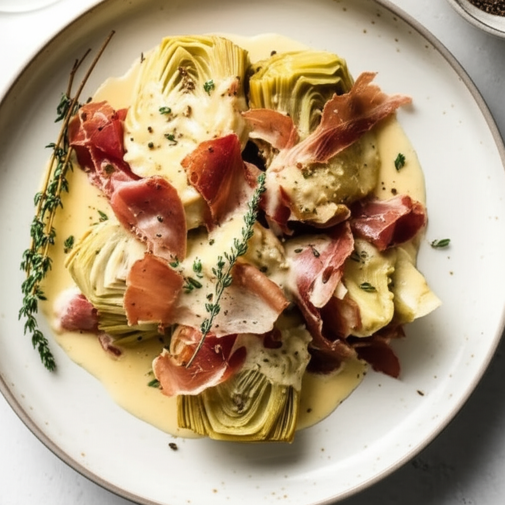 Artichokes With Prosciutto And Cream image