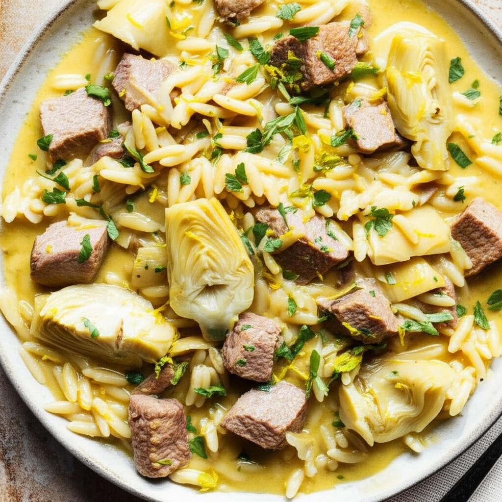 Artichokes Lamb And Orzo Avgolemono image