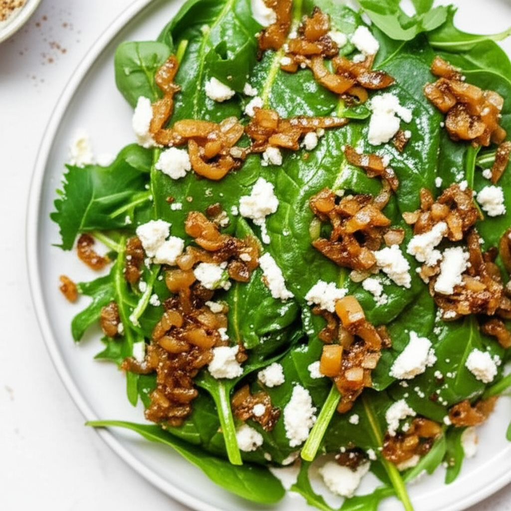 Arugula And Spinach Salad With Caramelized Shallots image