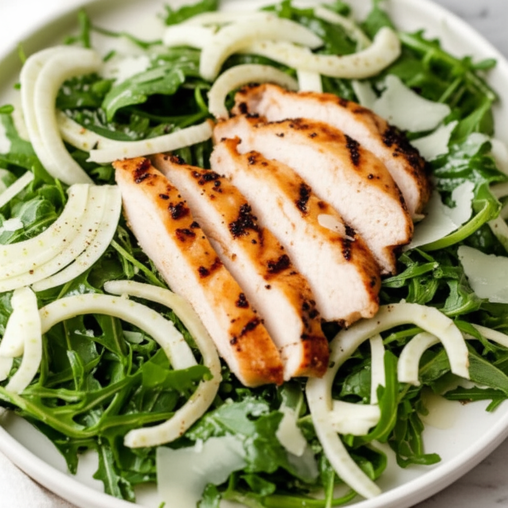 Arugula Salad With Grilled Chicken And Fennel image