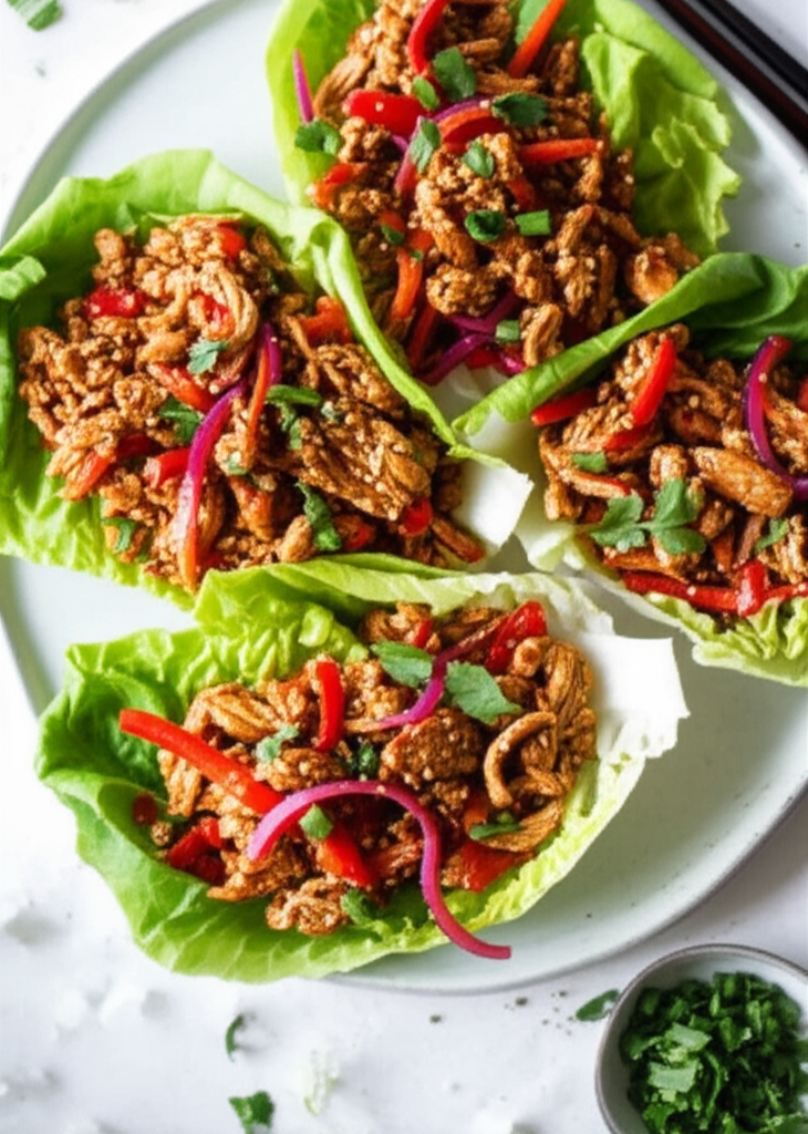 Asian Chicken And Lettuce Wraps image