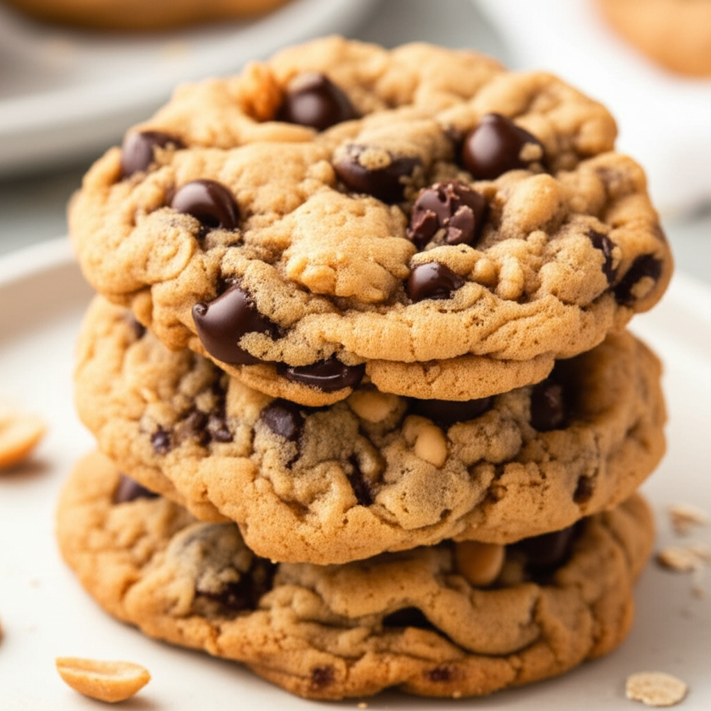 Giant Peanut Butter Oatmeal Chocolate Chip Cookies image