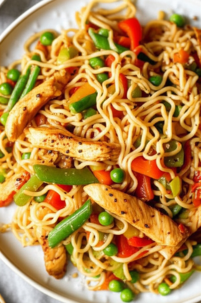 Asian Chicken Noodles With Vegetables image