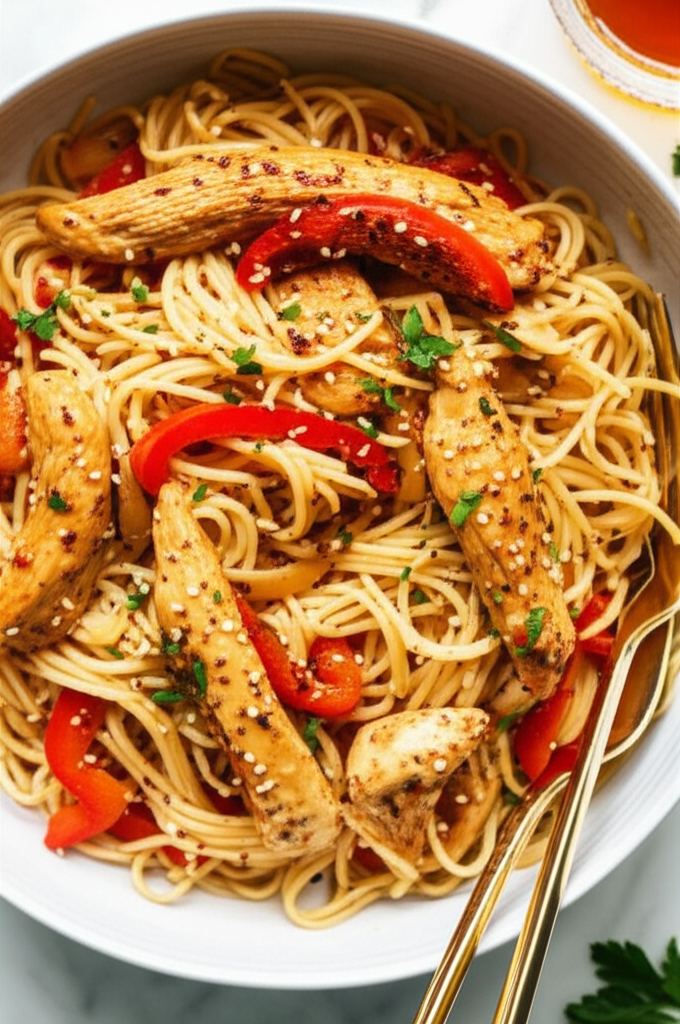 Asian Chicken With Noodles image