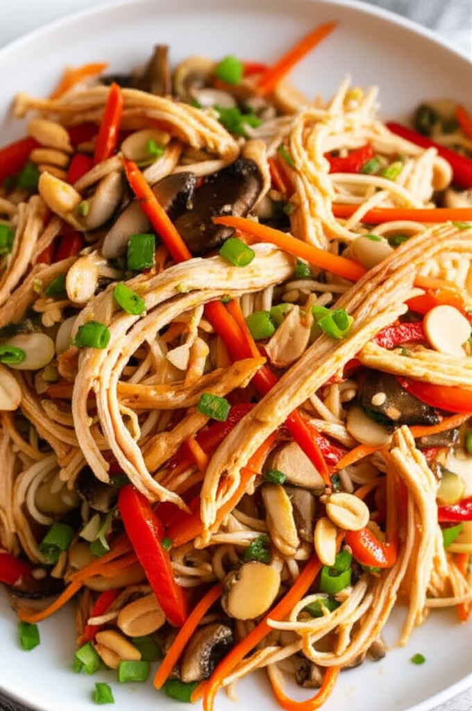 Asian Chicken Noodle And Vegetable Salad image