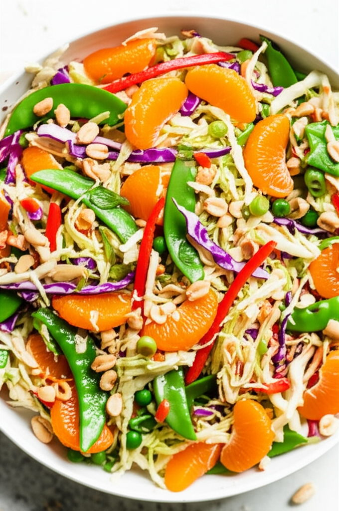 Asian Coleslaw With Peanuts And Mandarin Oranges image