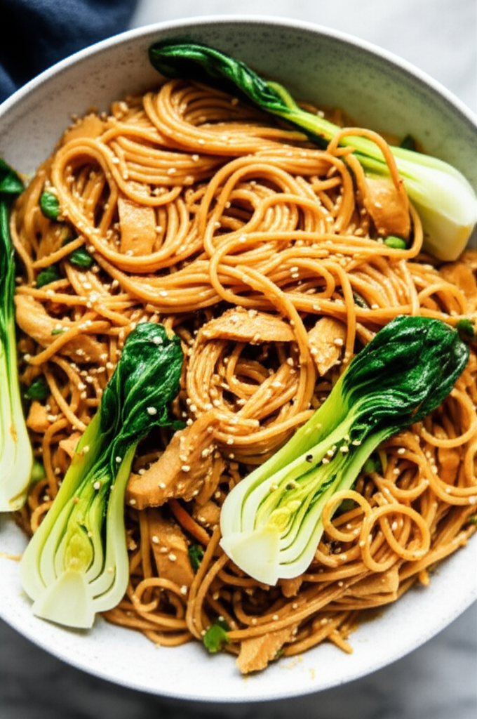 Asian Curried Sesame Peanut Butter Noodles With Shanghai Tips image