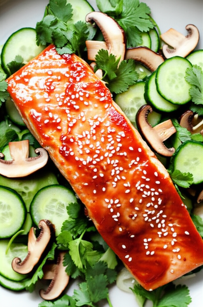 Asian Glazed Salmon With Oriental Salad image