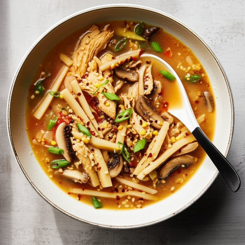 Asian Hot And Sour Chicken Soup image