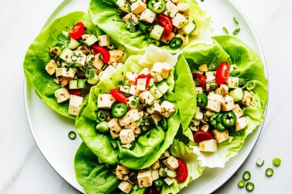 Asian Lime And Herbed Tofu In Lettuce Cups image