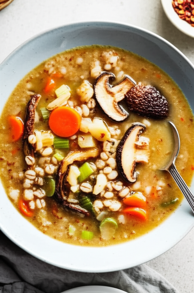 Asian Mushroom Barley And Vegetable Soup image