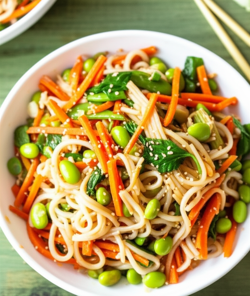 Asian Noodles With Edamame image