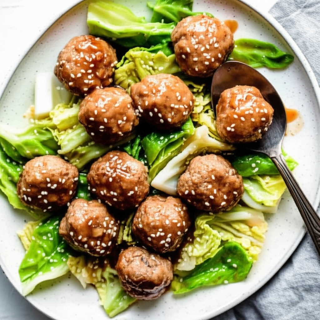 Asian Pork Balls With Napa Cabbage image