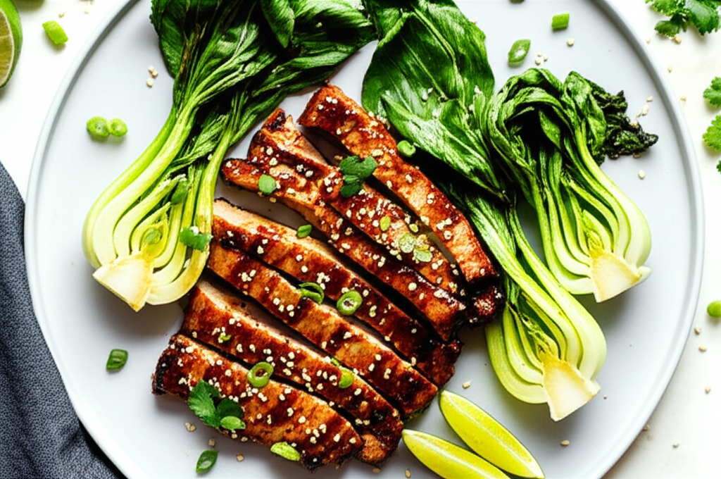 Asian Pork Chops And Baby Bok Choy Nuwave Flavorwave Ovens image
