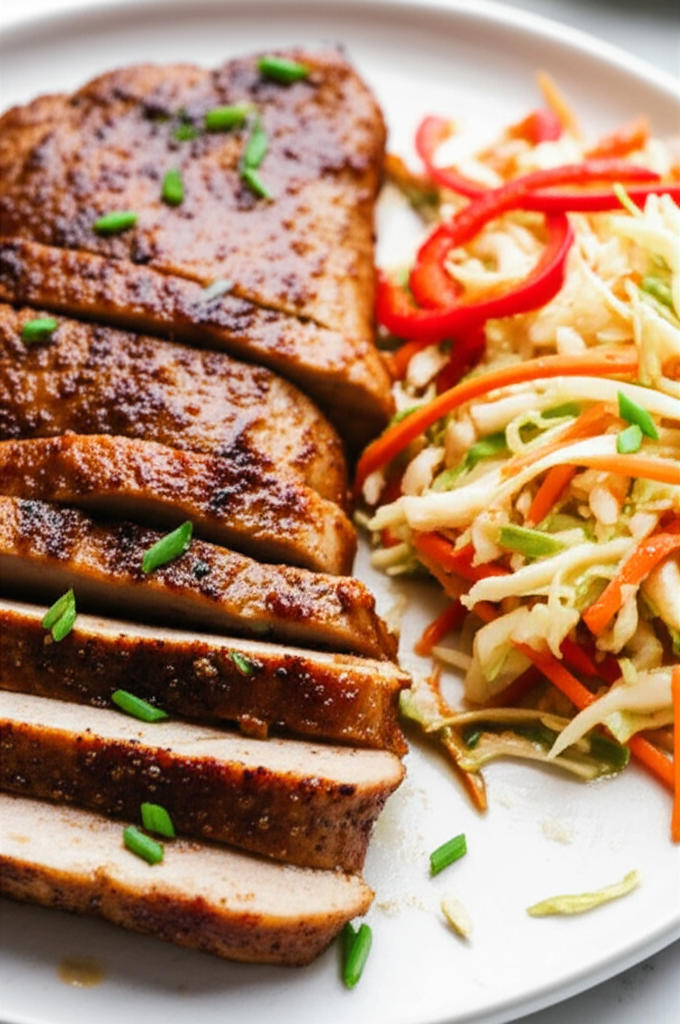 Asian Pork Tenderloin With Spicy Asian Cole Slaw image