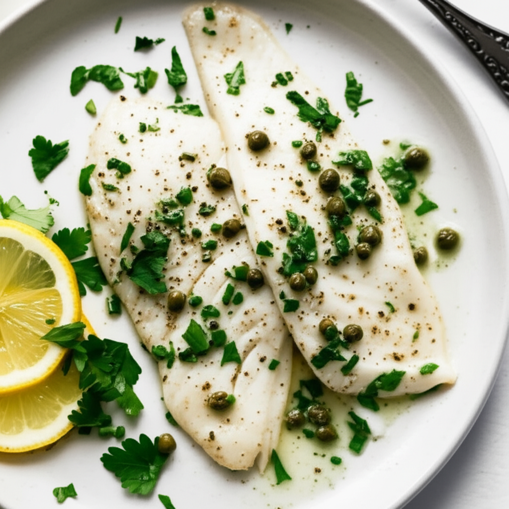 15 Minute Baked Halibut With Herbs image