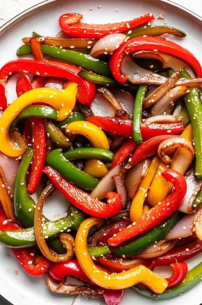 Asian Roasted Onions And Peppers image