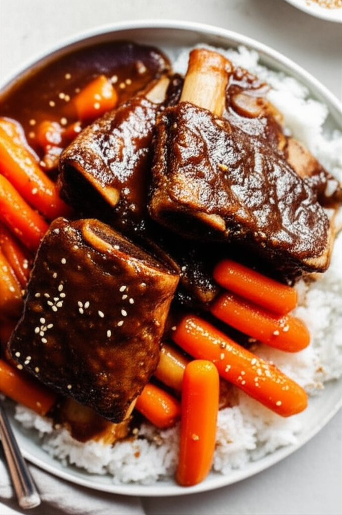 Asian Short Ribs With Carrots And Rice image