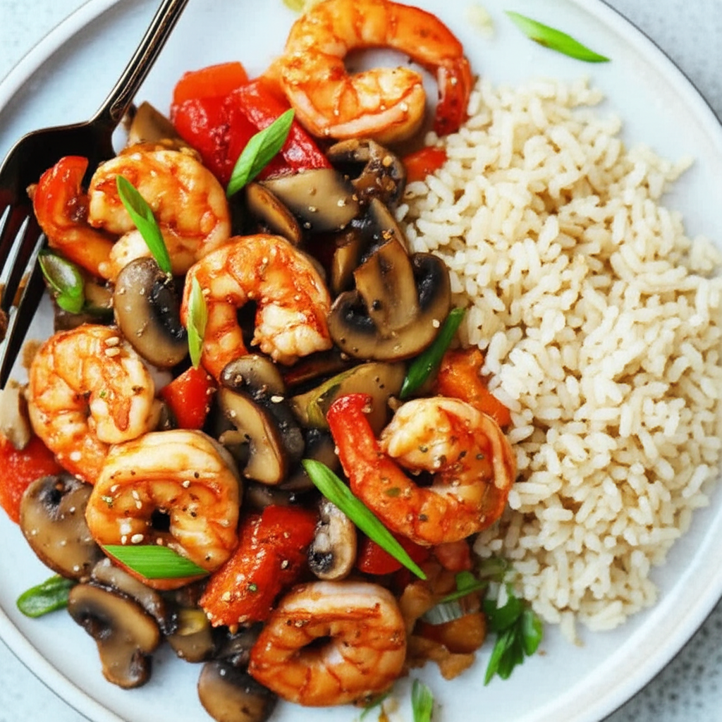 Asian Shrimp Mushroom Stir Fry image