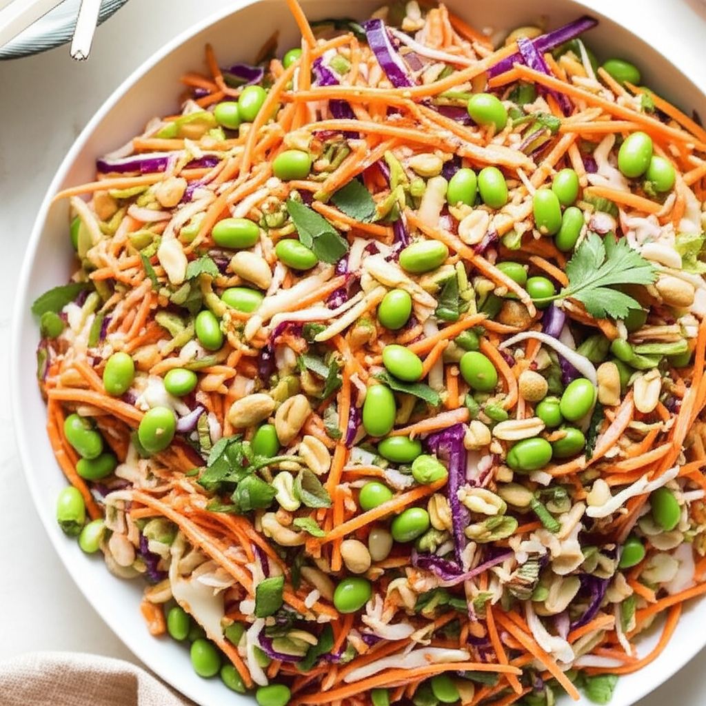 Asian Slaw With Ginger Peanut Dressing image
