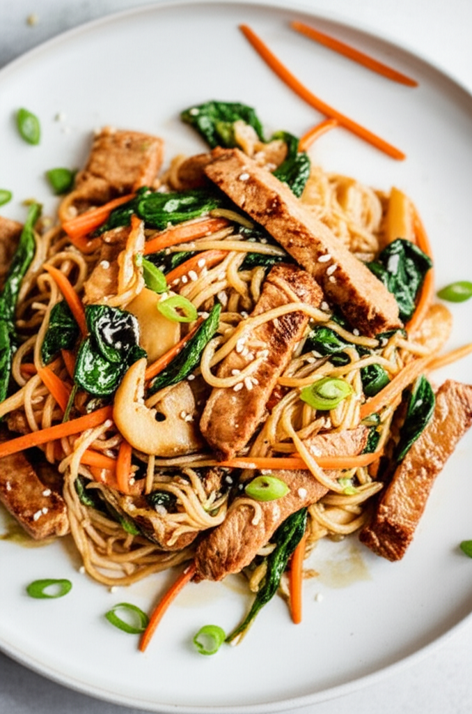 Asian Stir Fry Pork And Noodles image