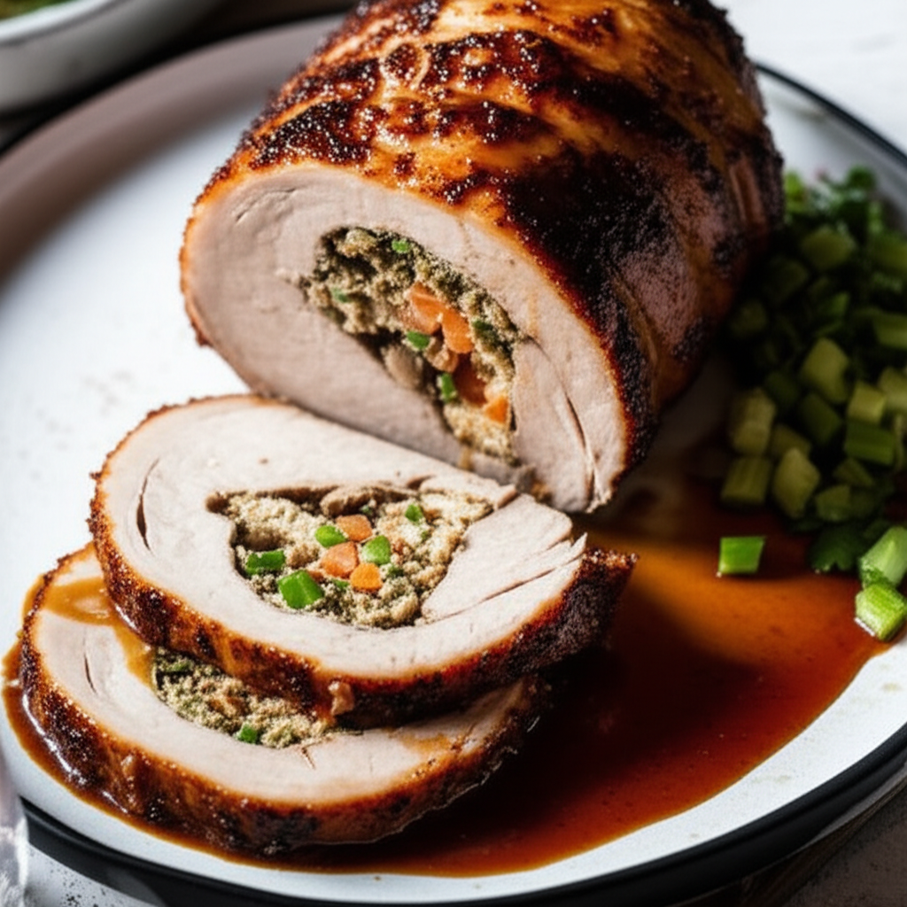 Asian Style Stuffed Pork Loin image