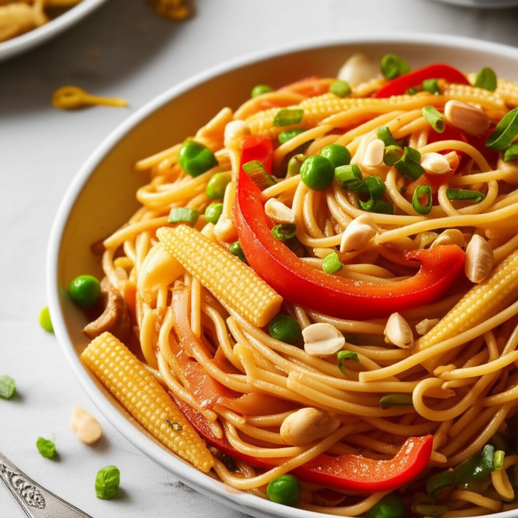 Asian Sweet And Spicy Noodles Vegetarian image