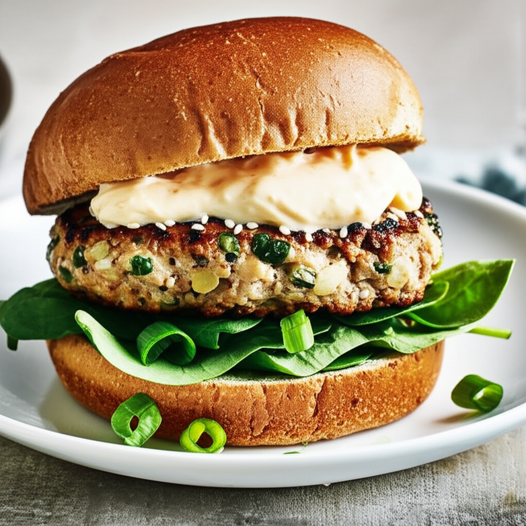 Asian Turkey Burgers With Sesame Mayo image