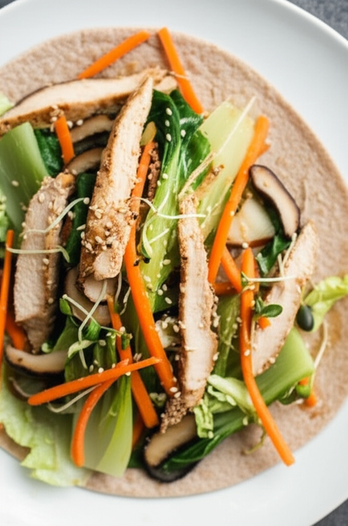Asian Vegetable And Chicken Wrap image