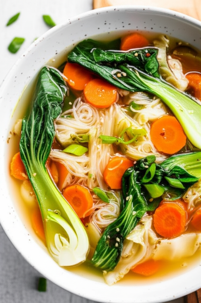 Asian Vegetable Soup With Noodles image